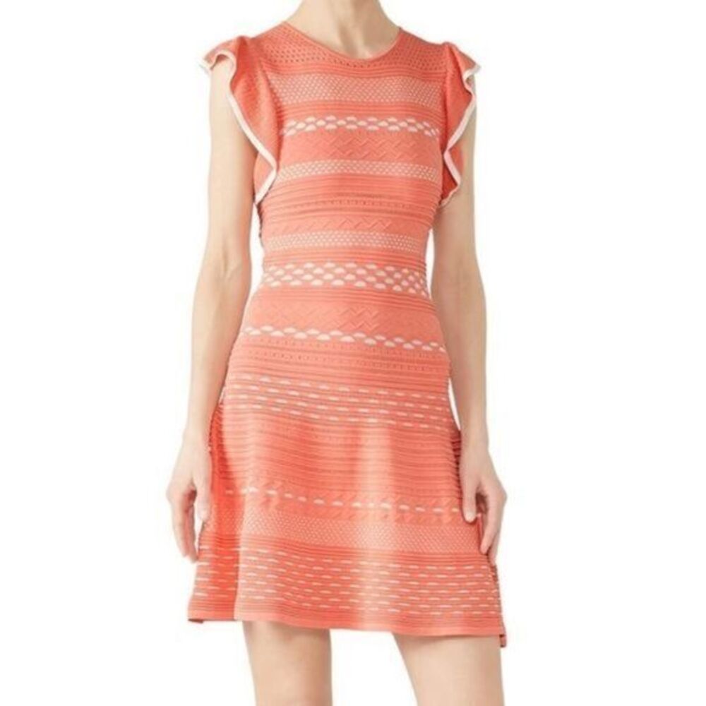 SHOSHANNA Nunzia Fit&flare Orange White Dress